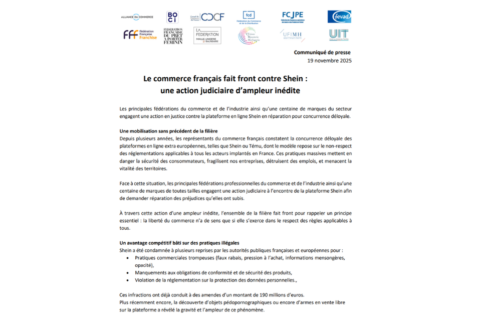 Le commerce français fait front contre Shein : une action judiciaire d’ampleur inédite